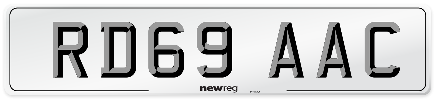 RD69 AAC Number Plate from New Reg